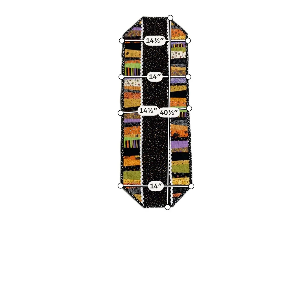 Handmade Halloween Quilted Table Runner 14x40 Patchwork Candy Colors